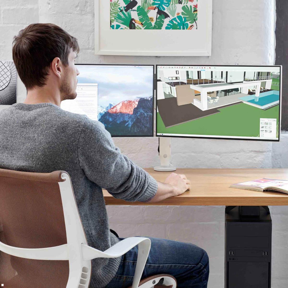 Monitorhalterung für 2 Monitore CBS Ollin in Weiß, Anwendung Home Office Monitorhalterung für 2 Monitore CBS Ollin in Weiß, Anwendung Home Office