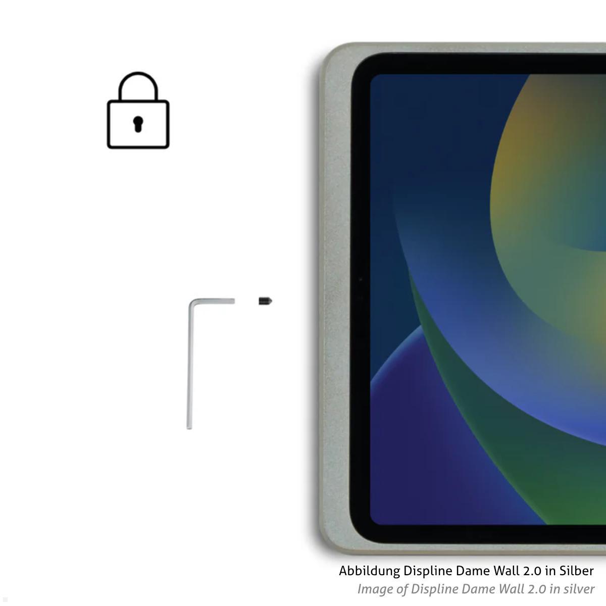 Displine Dame Wall 2.0 Wandhalter Apple iPad 10.9 (10. Gen.) mit USB-C, Titanium eloxiert Diebstahlsicherung Displine Dame Wall 2.0 Wandhalter Apple iPad 10.9 (10. Gen.) mit USB-C, Titanium eloxiert Diebstahlsicherung