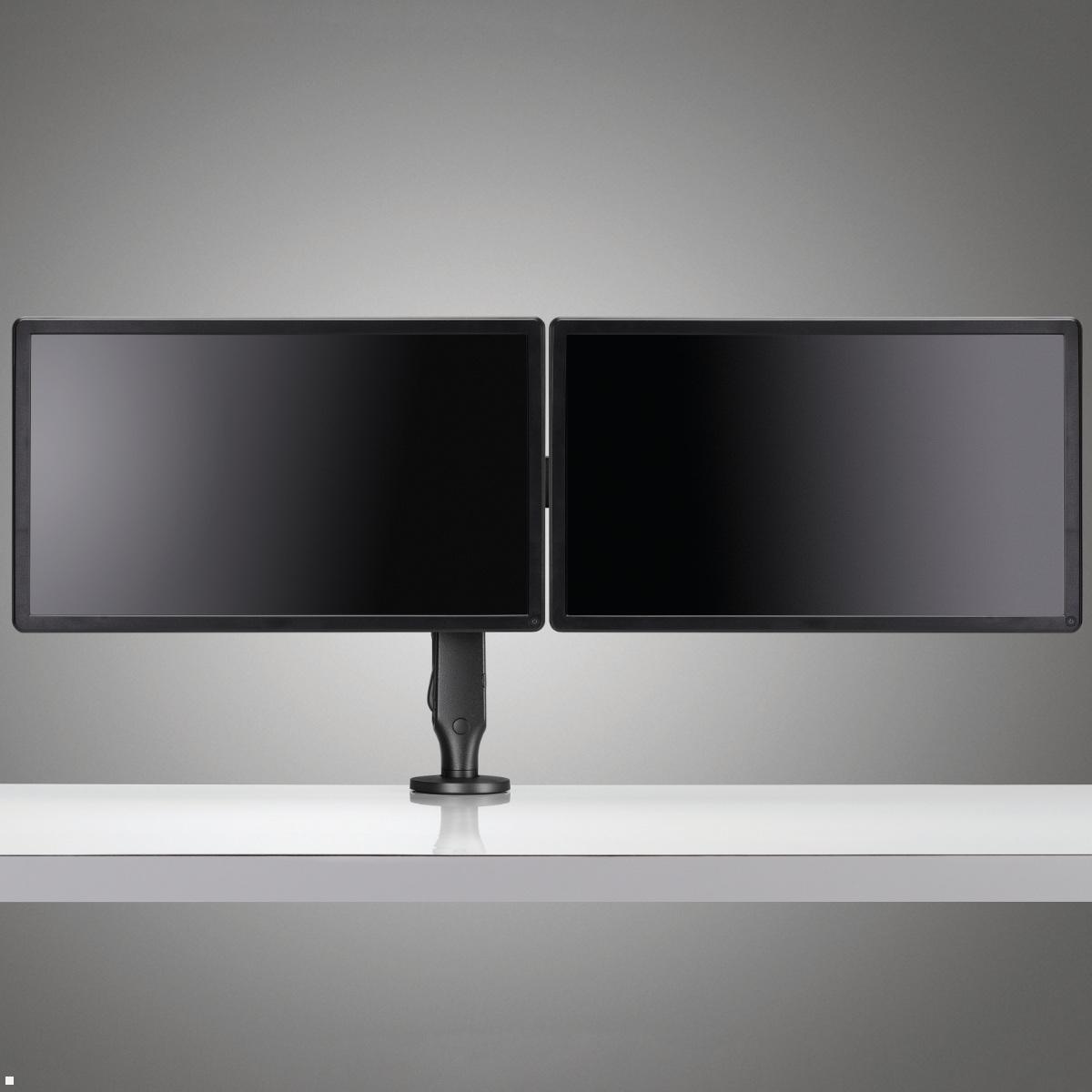 Monitorhalterung für 2 Monitore CBS Ollin in Schwarz mit VESA, Vorderansicht Monitorhalterung für 2 Monitore CBS Ollin in Schwarz mit VESA, Vorderansicht