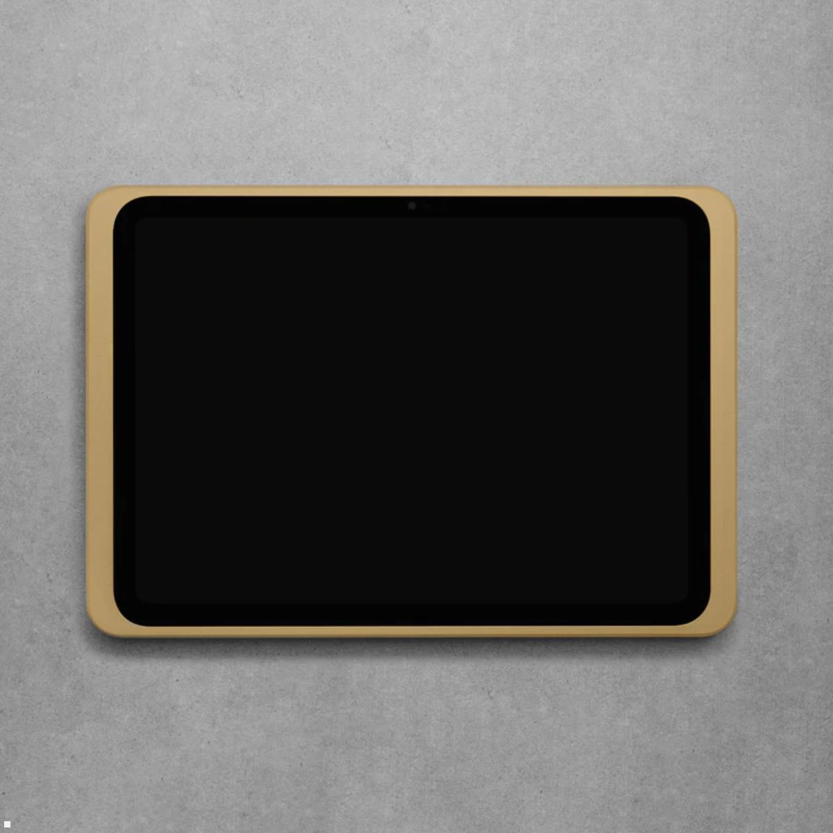 Displine Dame Wall 2.0 Wandhalter Apple iPad 10.9 (10. Gen.) mit USB-C, Gold eloxiert Ansicht frontal Displine Dame Wall 2.0 Wandhalter Apple iPad 10.9 (10. Gen.) mit USB-C, Gold eloxiert Ansicht frontal