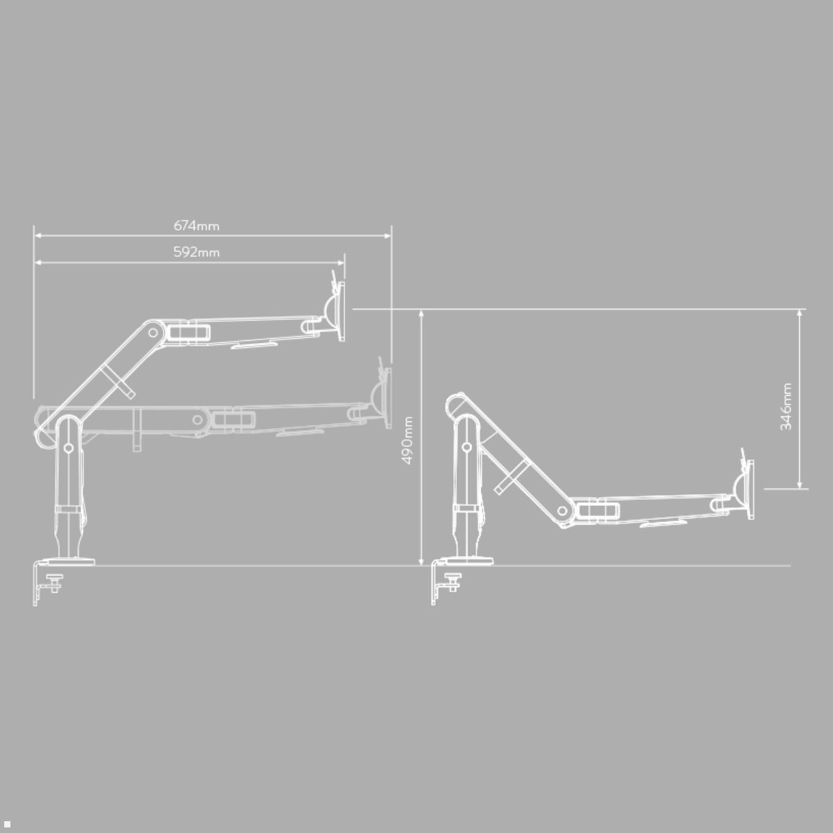 Monitor Tischhalterung mit Tischklemme CBS Ollin in Schwarz, Zeichnung Monitor Tischhalterung mit Tischklemme CBS Ollin in Schwarz, Zeichnung