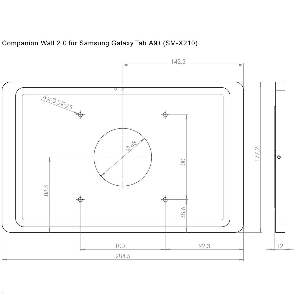Displine Companion Wall 2.0 Wandhalter für Samsung Tab A9+ 11.0, schwarz, technische Zeichnung Displine Companion Wall 2.0 Wandhalter für Samsung Tab A9+ 11.0, schwarz, technische Zeichnung