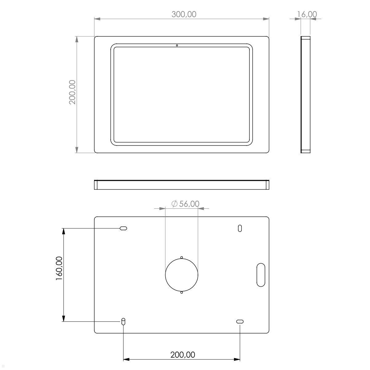 TabLines TWH059B Wandhalterung Apple iPad Air 11.0 (M2), schwarz technische Zeichnung TabLines TWH059B Wandhalterung Apple iPad Air 11.0 (M2), schwarz technische Zeichnung