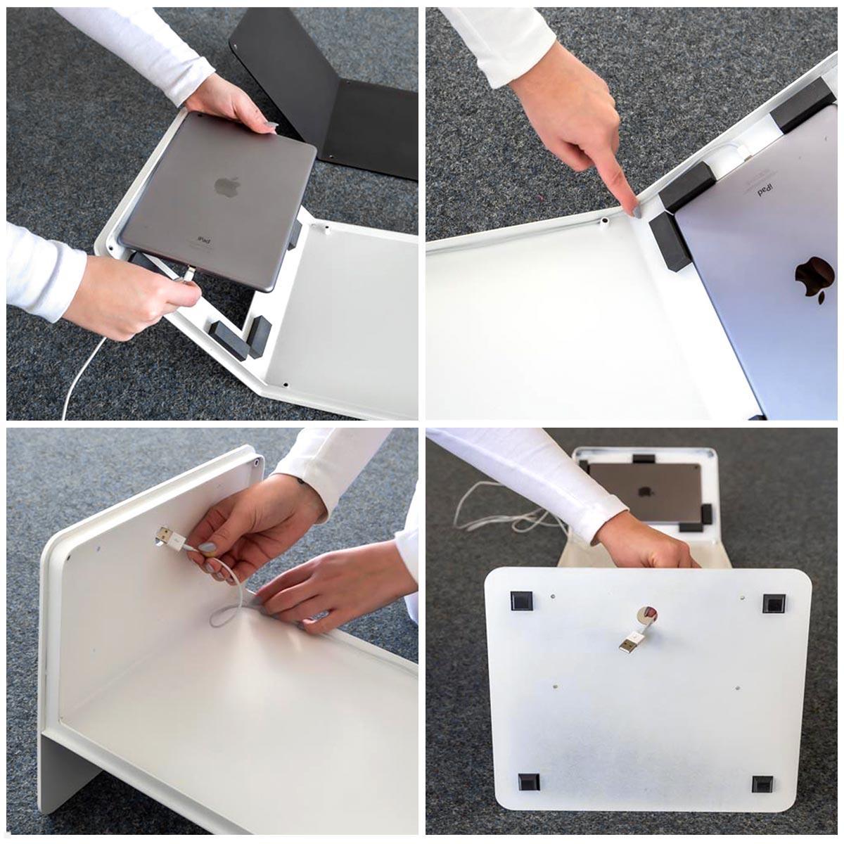 TabLines TBS023 Design Tablet Bodenständer Samsung Tab S2 9.7, quer Kabelführung im Standfuß