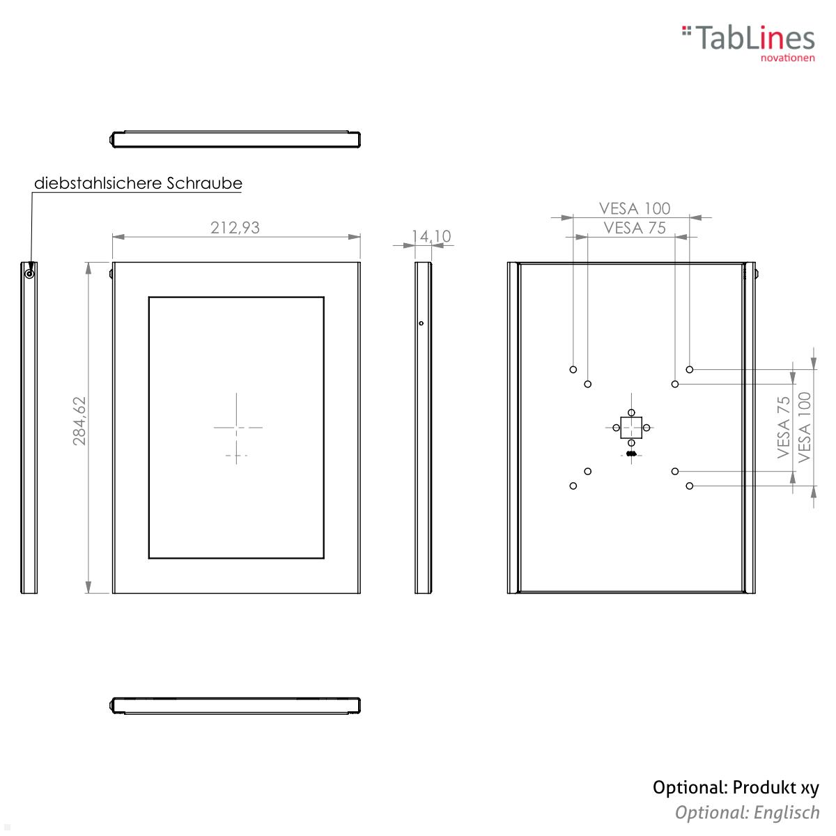 TabLines TSG084B Tablet Schutzgehäuse für Microsoft Surface Go 3, schwarz technsche Zeichnung TabLines TSG084B Tablet Schutzgehäuse für Microsoft Surface Go 3, schwarz technsche Zeichnung