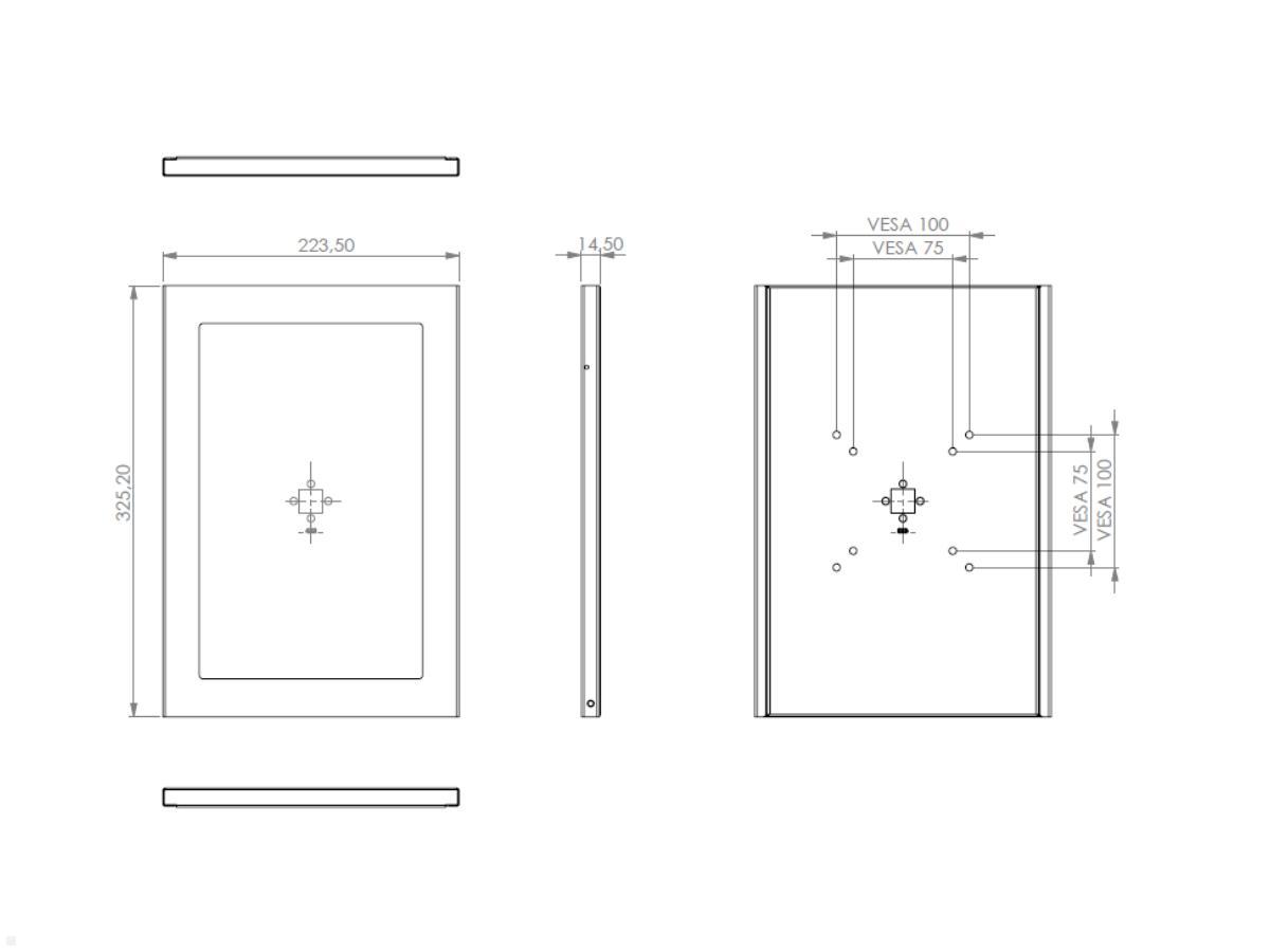 Samsung Galaxy Tab S7+ Schutzgehäuse TabLines TSG076S, Technische Zeichnung Samsung Galaxy Tab S7+ Schutzgehäuse TabLines TSG076S, Technische Zeichnung