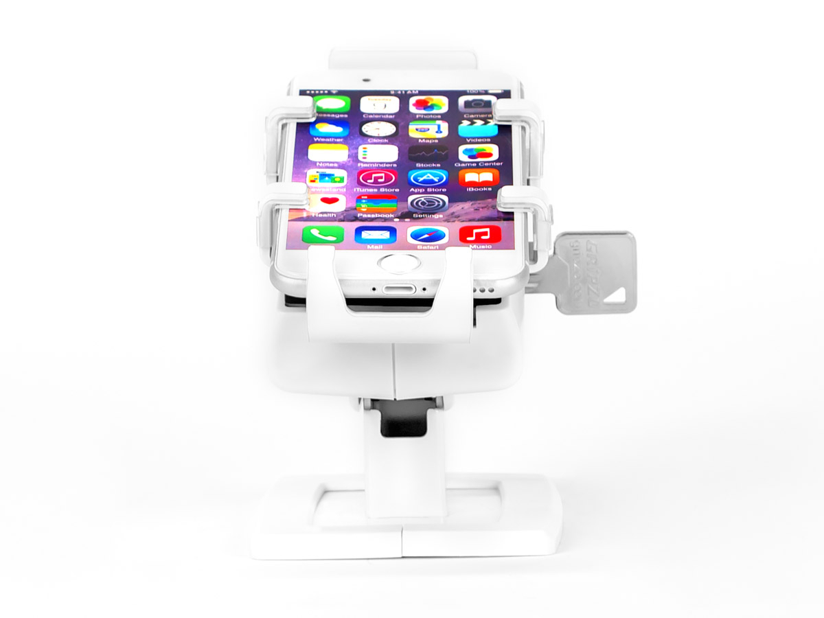 Gripzo Smartphone Tischhalterung XL für iPhone 6,7,8, X, weiß Anwendungsbeispiel Gripzo Smartphone Tischhalterung XL für iPhone 6,7,8, X, weiß Anwendungsbeispiel