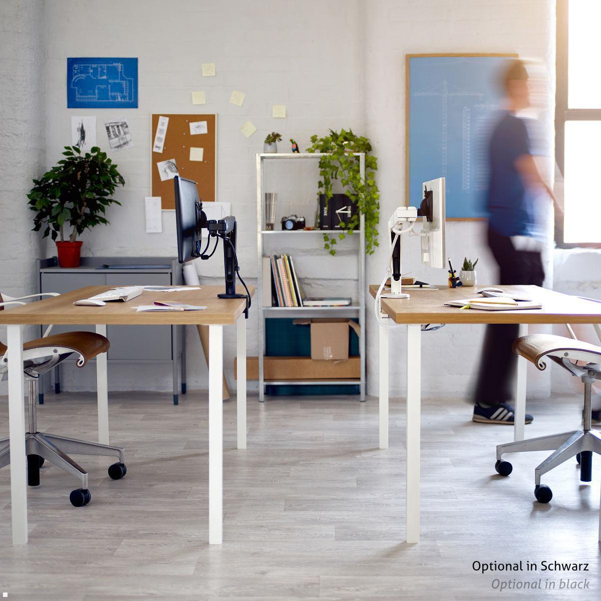 CBS Ollin Monitor Tischhalterung mit Tischklemme, weiß Anwendung CBS Ollin Monitor Tischhalterung mit Tischklemme, weiß Anwendung