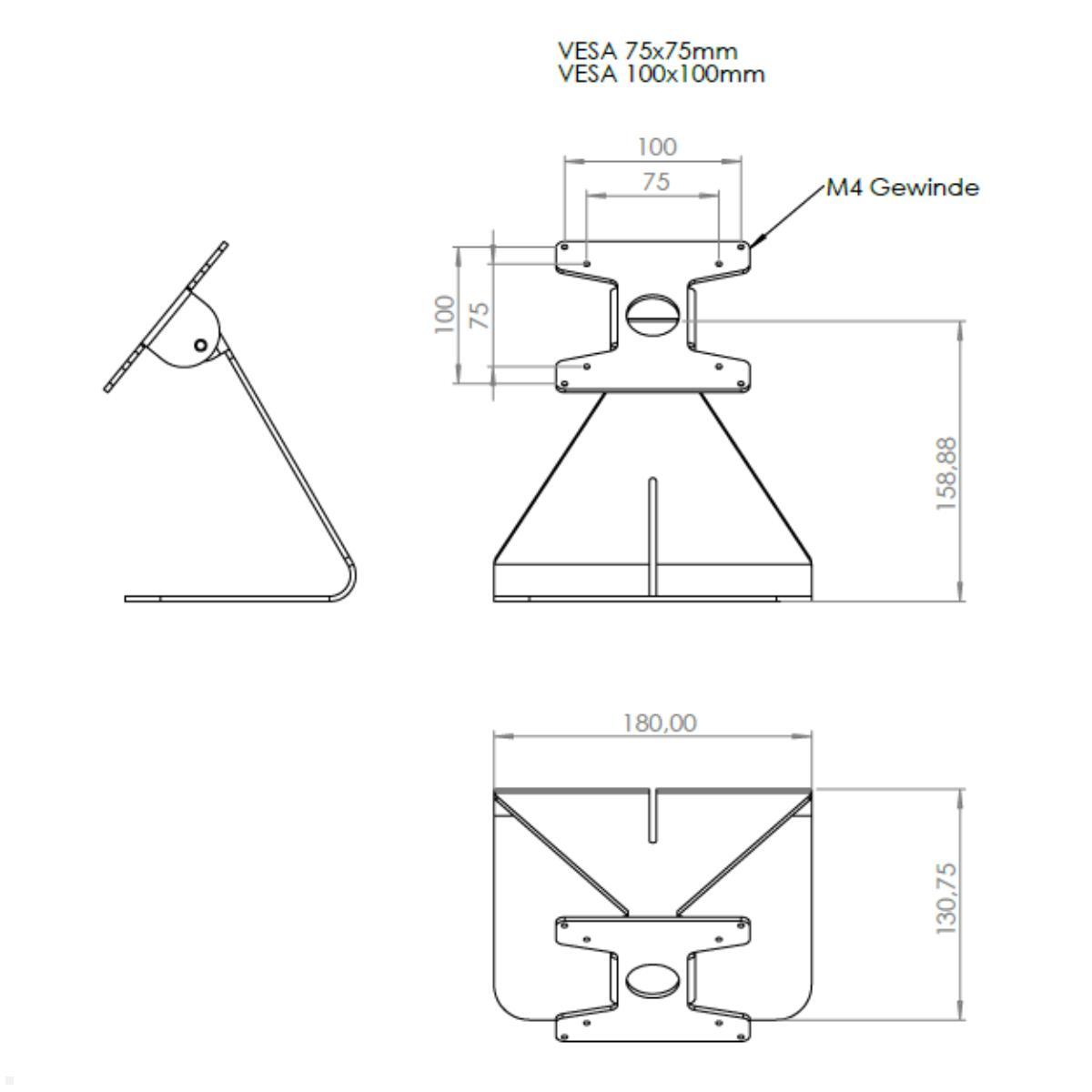 TabLines TTS011S Tablet Tischständer neigbar - silber, Tischständer für Tablets