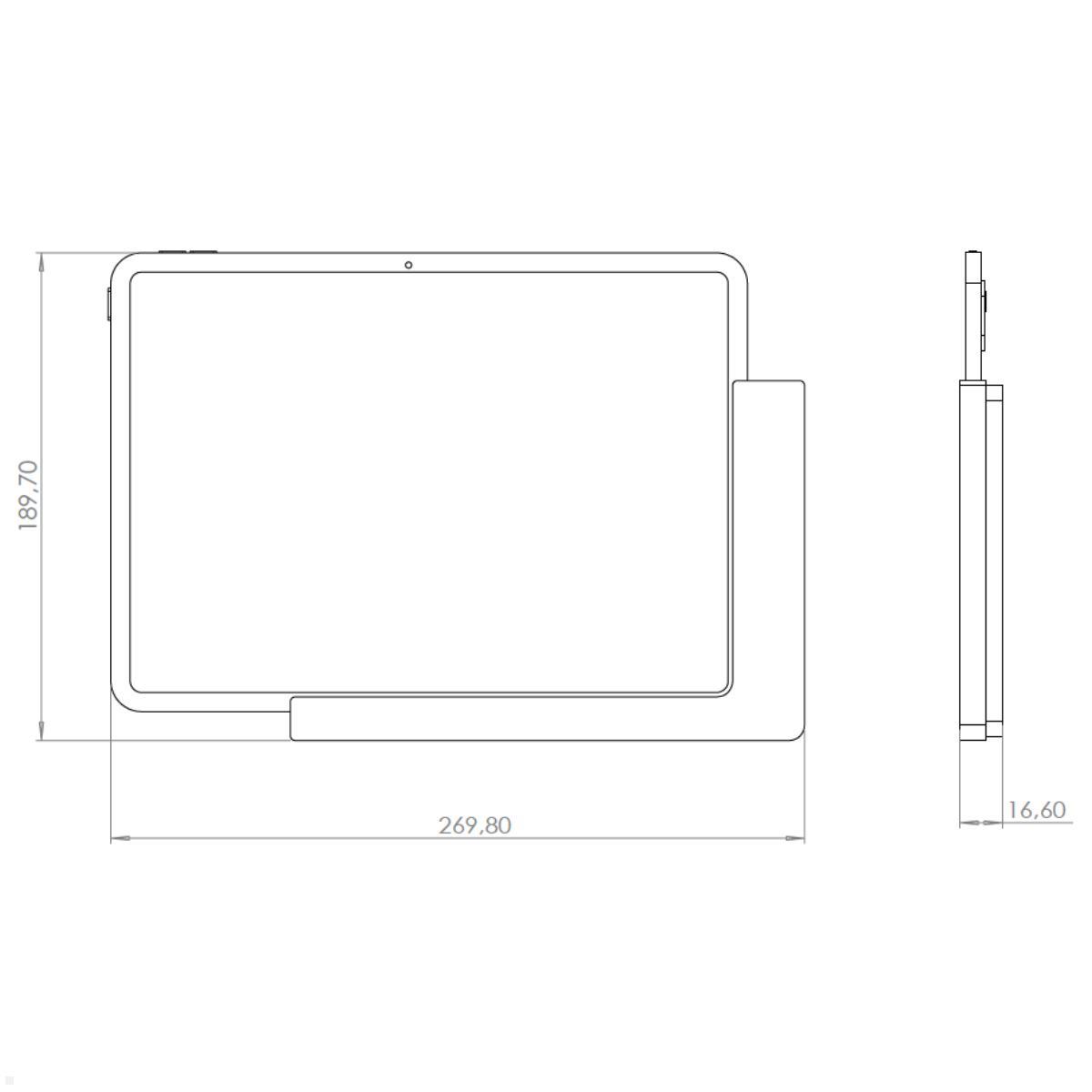 TabLines TWP044 Wandhalterung für Apple iPad Air 11.0 (M3), Zeichnung TabLines TWP044 Wandhalterung für Apple iPad Air 11.0 (M3), Zeichnung