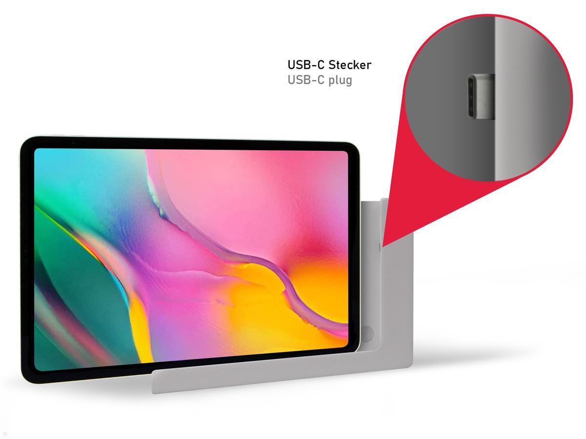 TabLines TWP002S Tablet Wandhalter für Samsung Tab A 10.1 (2019), silber, Ladefunktion TabLines TWP002S Tablet Wandhalter für Samsung Tab A 10.1 (2019), silber, Ladefunktion