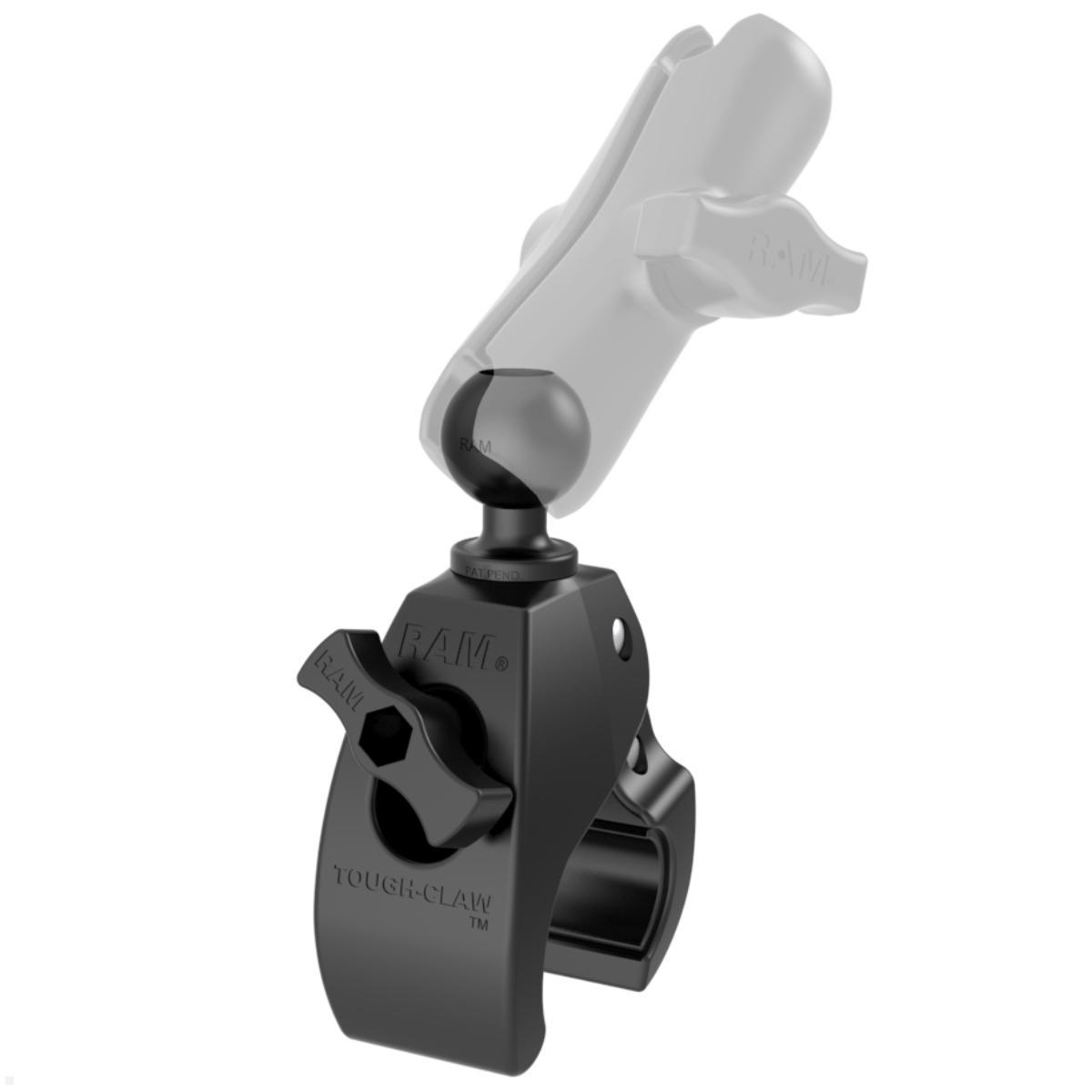 RAM Mounts Tough-Claw Klammer, Feststellschraube, B-Kugel (RAP-B-400U), Ansicht mit Verbindungsarm  RAM Mounts Tough-Claw Klammer, Feststellschraube, B-Kugel (RAP-B-400U), Ansicht mit Verbindungsarm