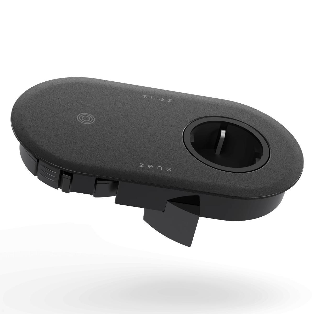 Einbau Steckdose mit Qi Ladestation, Zens PuK in Schwarz Einbau Steckdose mit Qi Ladestation, Zens PuK in Schwarz