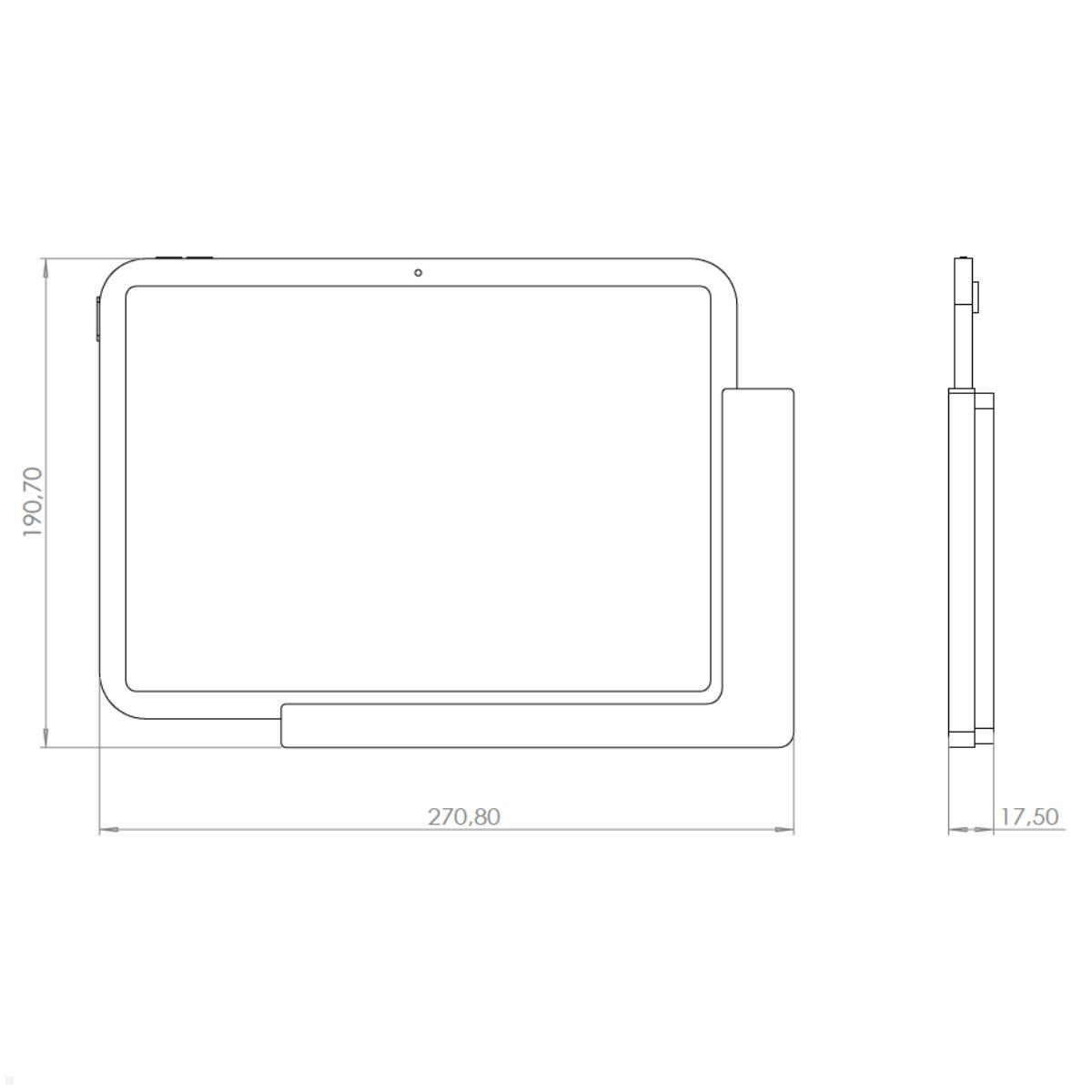 TabLines TWP046 Wandhalterung für Apple iPad 11.0 (11. Gen.) Maße TabLines TWP046 Wandhalterung für Apple iPad 11.0 (11. Gen.) Maße