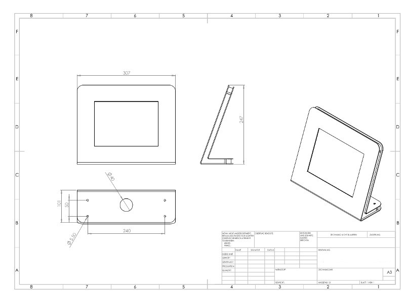 TabLines TTS023 Design Tablet Stand anschraubbar Apple iPad Pro 9.7 Zeichnung TabLines TTS023 Design Tablet Stand anschraubbar Apple iPad Pro 9.7 Zeichnung