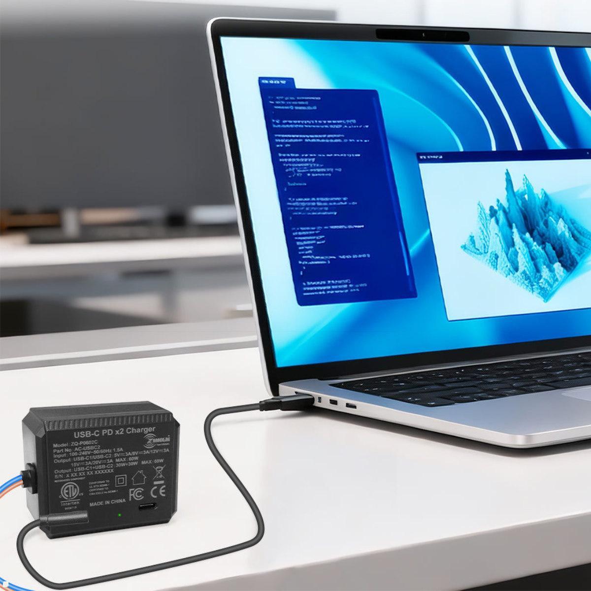 TecLines TNT006 Wandeinbau dual USB-C Tablet Unterputz Netzteil 60W Leistung, Laptop laden