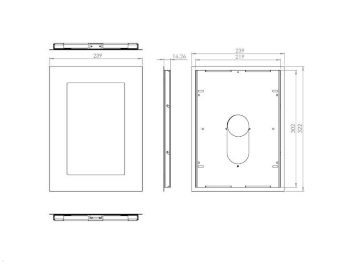 Samsung Galaxy Tab S7 11.0 Tablet Wand Halterung, schwarz, Technische Zeichnung Samsung Galaxy Tab S7 11.0 Tablet Wand Halterung, schwarz, Technische Zeichnung