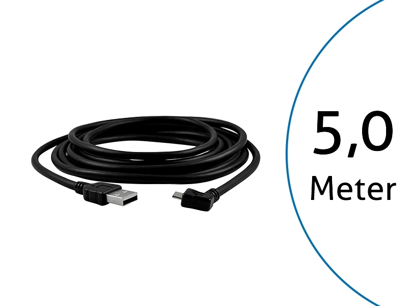 TecLines TUC005B USB Kabel 5m von Micro-B-Stecker 90° gewinkelt auf Typ A Stecker, schwarz TecLines TUC005B USB Kabel 5m von Micro-B-Stecker 90° gewinkelt auf Typ A Stecker, schwarz