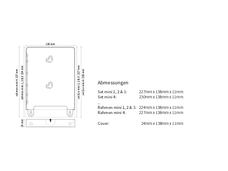 Basalte Eve iPad Mini 4 Tablethalter eckig gebürstetes Alu Zeichnung