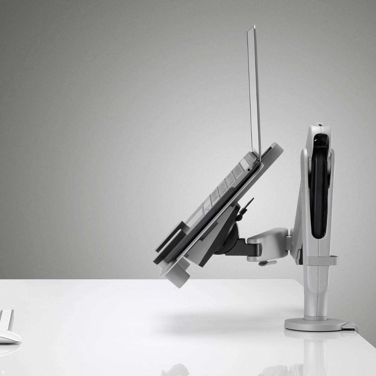 CBS Ollin / Flo Laptop- und Tablethalterung (LAP/003/S), silber, Seitenansicht CBS Ollin / Flo Laptop- und Tablethalterung (LAP/003/S), silber, Seitenansicht