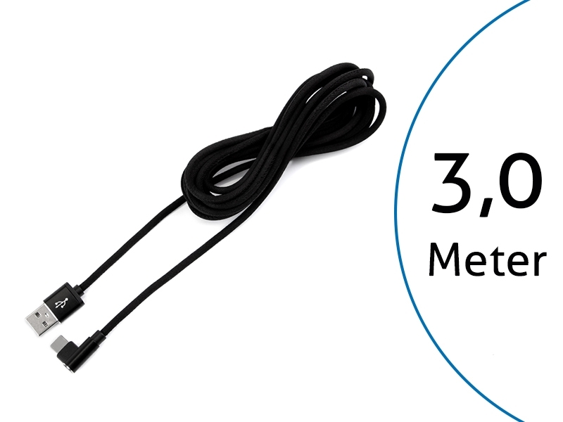 TecLines TUC009B USB auf USB C Kabel 90° gewinkelt 3m, schwarz TecLines TUC009B USB auf USB C Kabel 90° gewinkelt 3m, schwarz