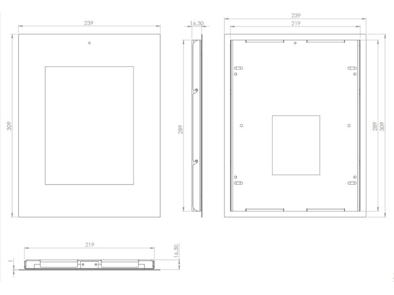TabLines TWE036E Tablet Wandeinbau für Apple iPad 5 (2017), DS, Edelstahl Maße TabLines TWE036E Tablet Wandeinbau für Apple iPad 5 (2017), DS, Edelstahl Maße
