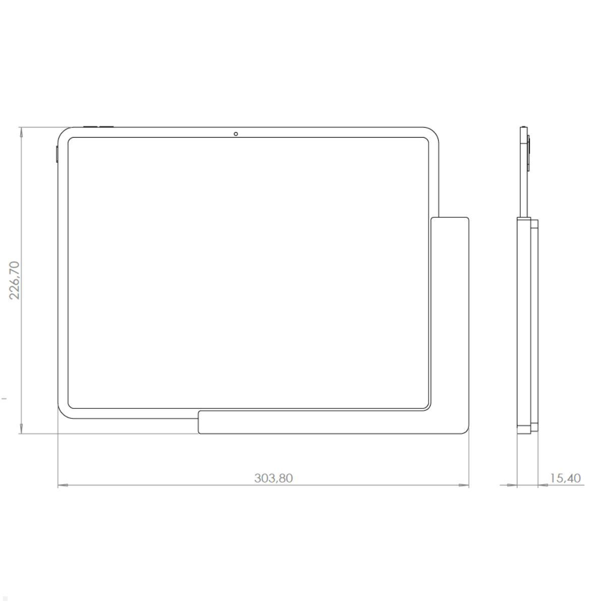 TabLines TWP045 Wandhalterung für Apple iPad Air 13.0 (M3), Maße TabLines TWP045 Wandhalterung für Apple iPad Air 13.0 (M3), Maße
