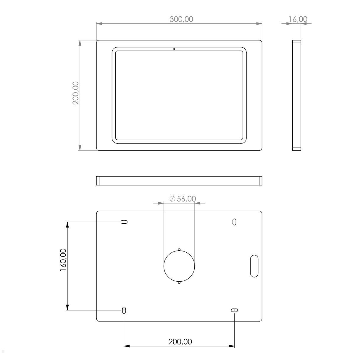 TabLines TWH061B Wandhalterung Apple iPad Pro 11.0 (M4), schwarz technische Zeichnung TabLines TWH061B Wandhalterung Apple iPad Pro 11.0 (M4), schwarz technische Zeichnung