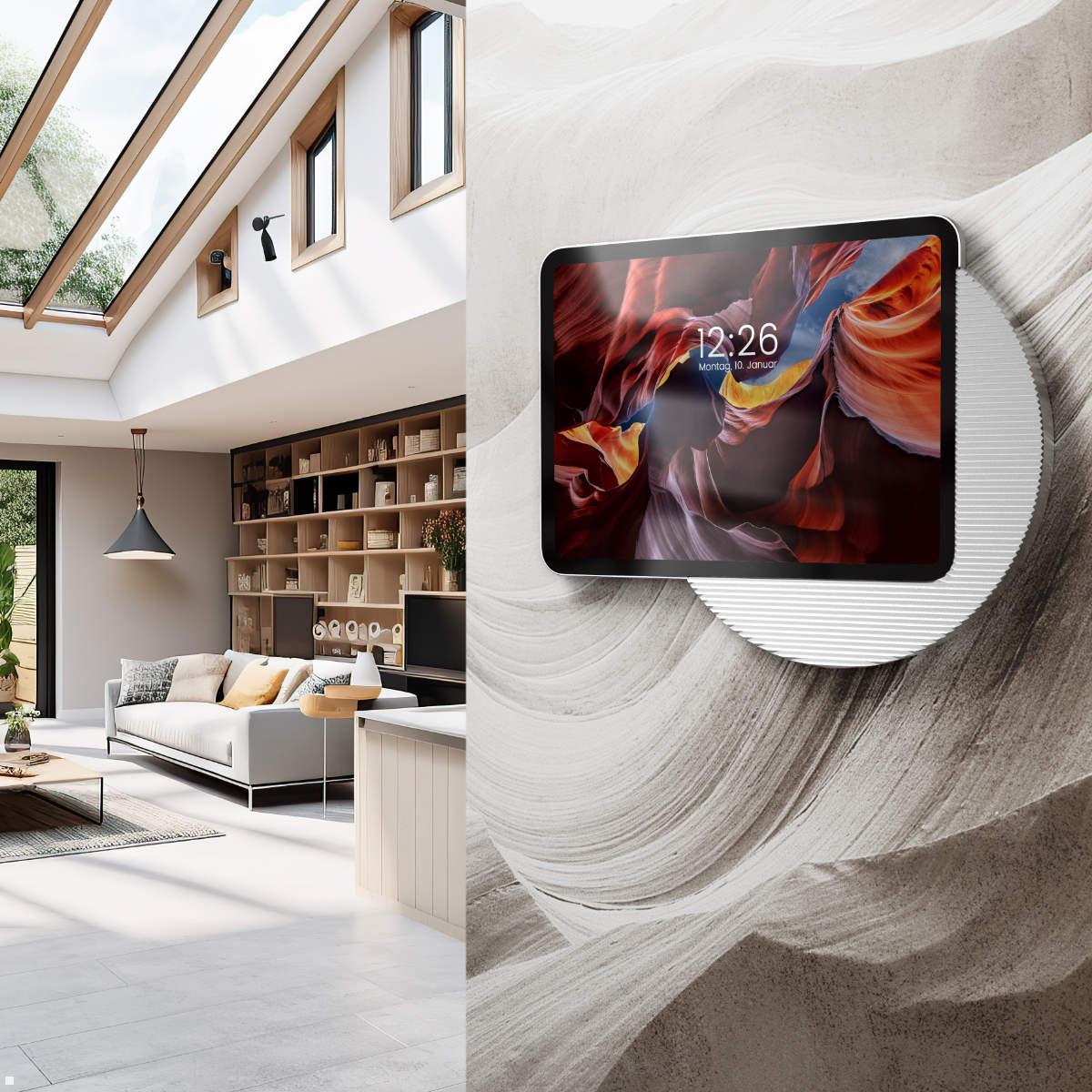 Displine Moonlight Wall Apple iPad 10.9 (10.Gen) Wandhalter USB-C, silber eloxiert, Anwendungsbeispiel Displine Moonlight Wall Apple iPad 10.9 (10.Gen) Wandhalter USB-C, silber eloxiert, Anwendungsbeispiel