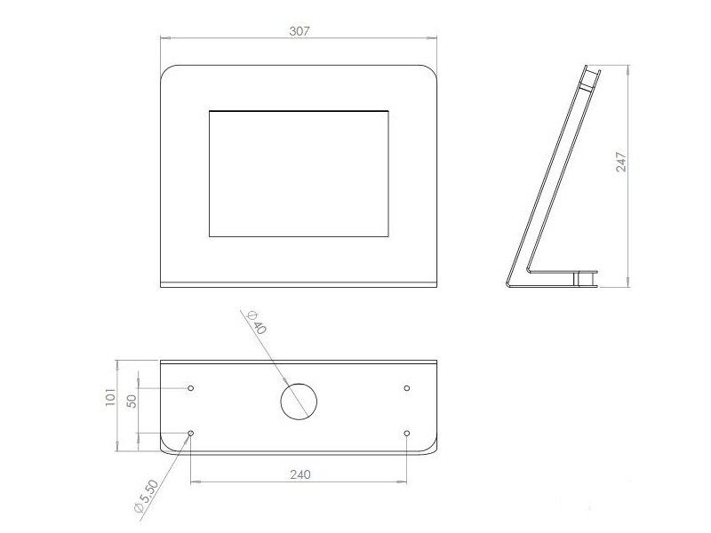 TabLines TTS029 Design Tabletständer anschraubbar Apple iPad 5 (2017) Maße TabLines TTS029 Design Tabletständer anschraubbar Apple iPad 5 (2017) Maße