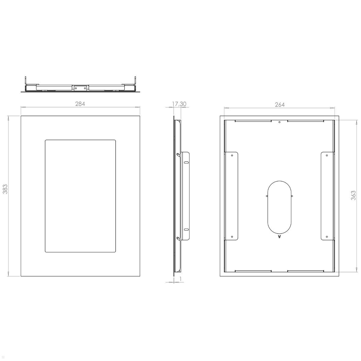TabLines TWE102W Tablet Wandeinbau für Samsung Tab S7 FE 12.4, weiß, technische Zeichnung TabLines TWE102W Tablet Wandeinbau für Samsung Tab S7 FE 12.4, weiß, technische Zeichnung