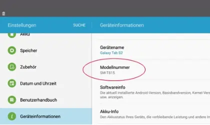 Samsung Galaxy Tab Modell herausfinden