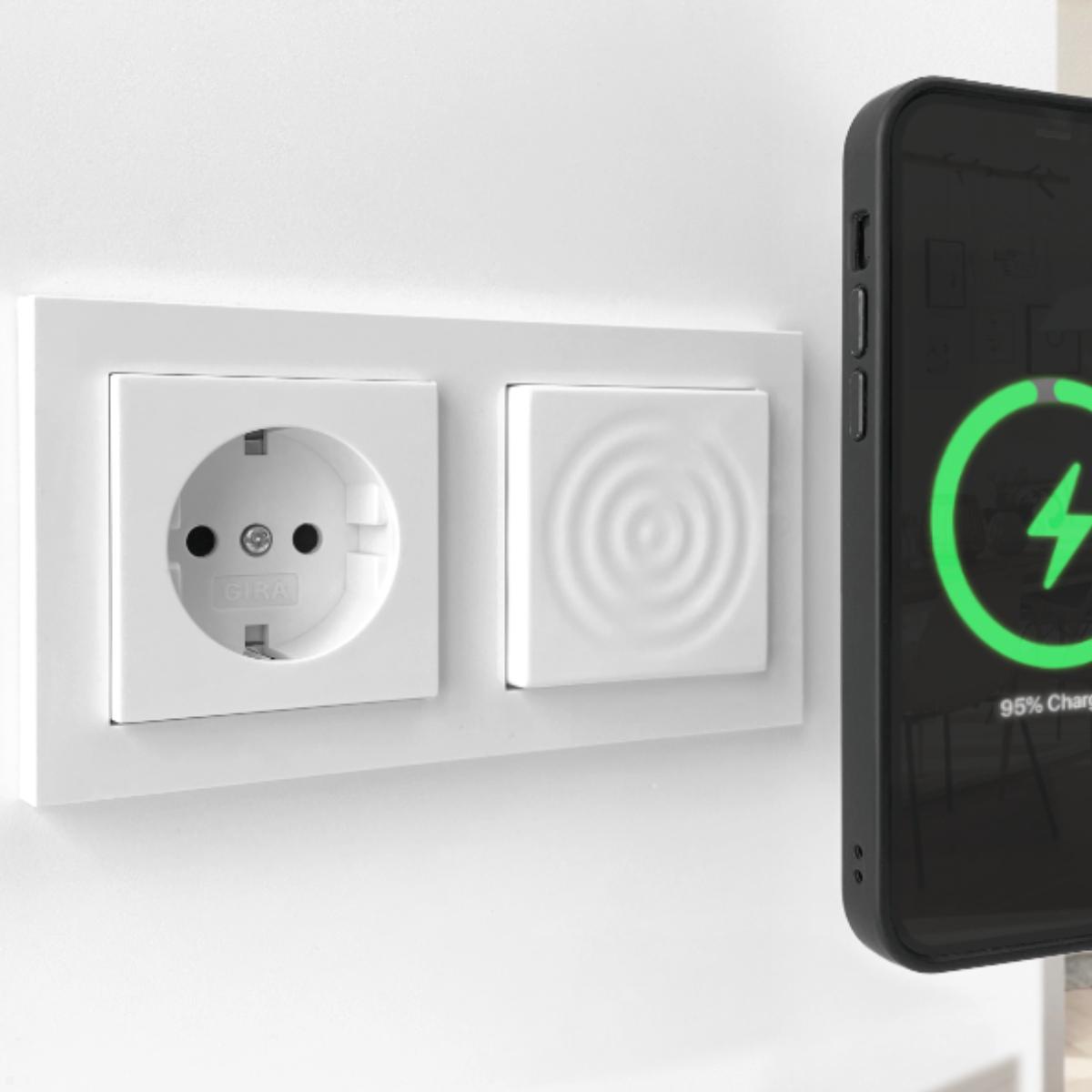 smart things WallBase 55 Wave magnetischer Qi Charger Unterputz (WB55 w), weiß, magnetische Wandhalterung
