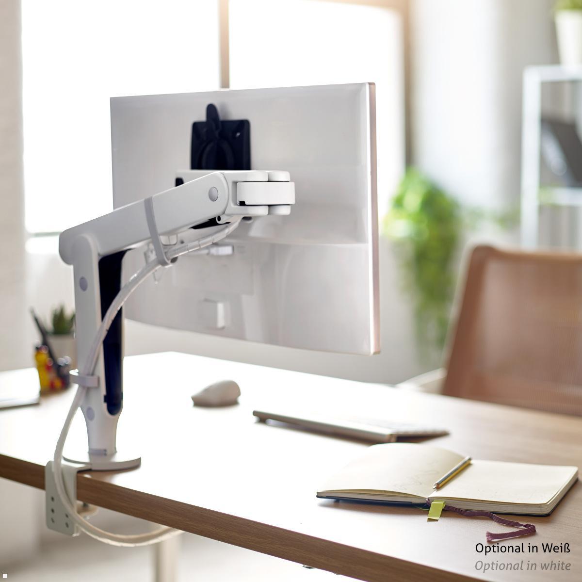 Monitor Tischhalterung mit Tischklemme CBS Ollin in Schwarz, Rückansicht in Weiß Monitor Tischhalterung mit Tischklemme CBS Ollin in Schwarz, Rückansicht in Weiß