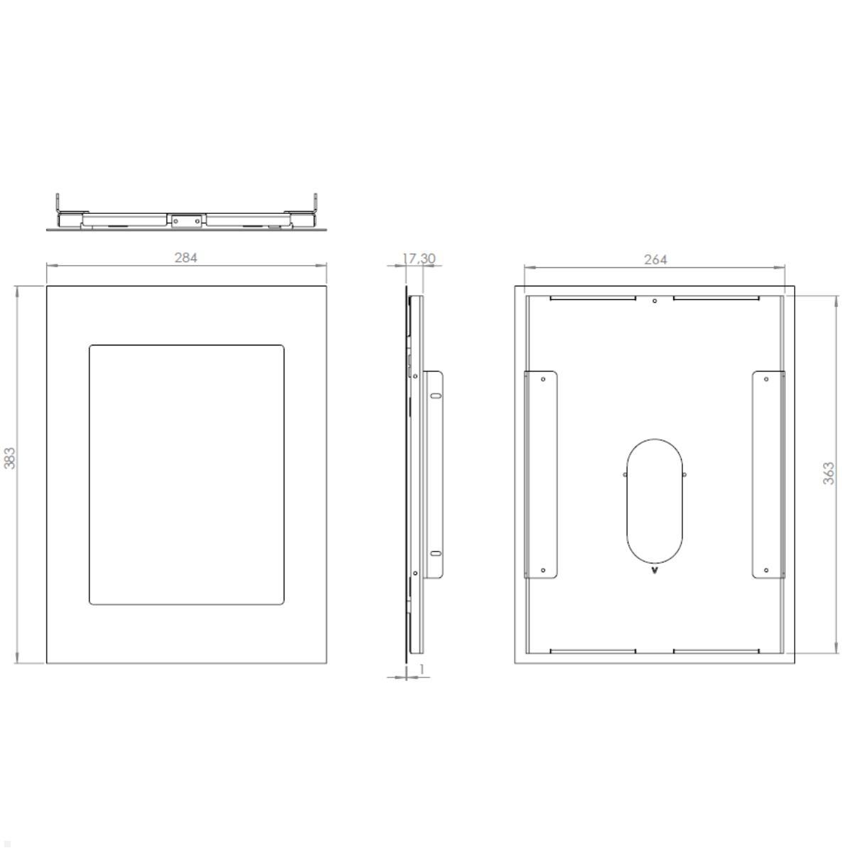 Apple iPad Pro 12.9 Tablethalterung für Wandeinbau, TWE098W Technische Zeichnung Apple iPad Pro 12.9 Tablethalterung für Wandeinbau, TWE098W Technische Zeichnung